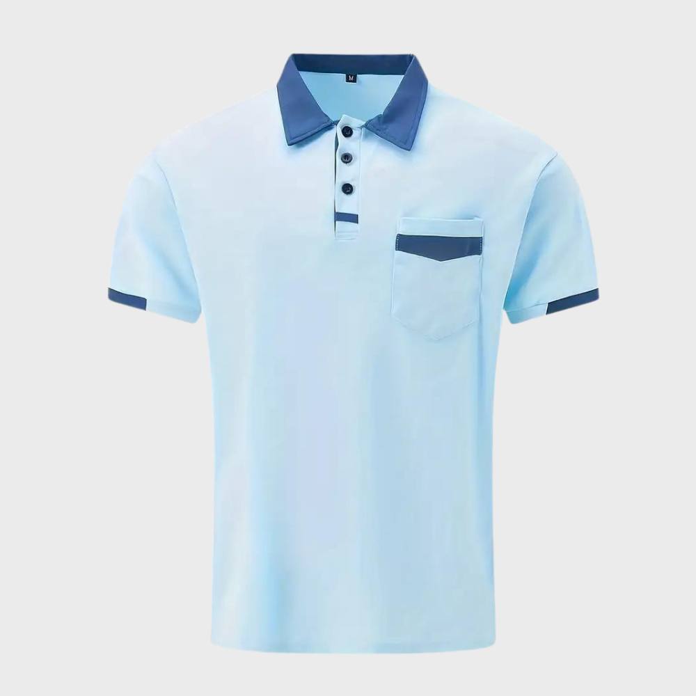 Men's Polo Top | Collared Short Sleeve Button Pocket