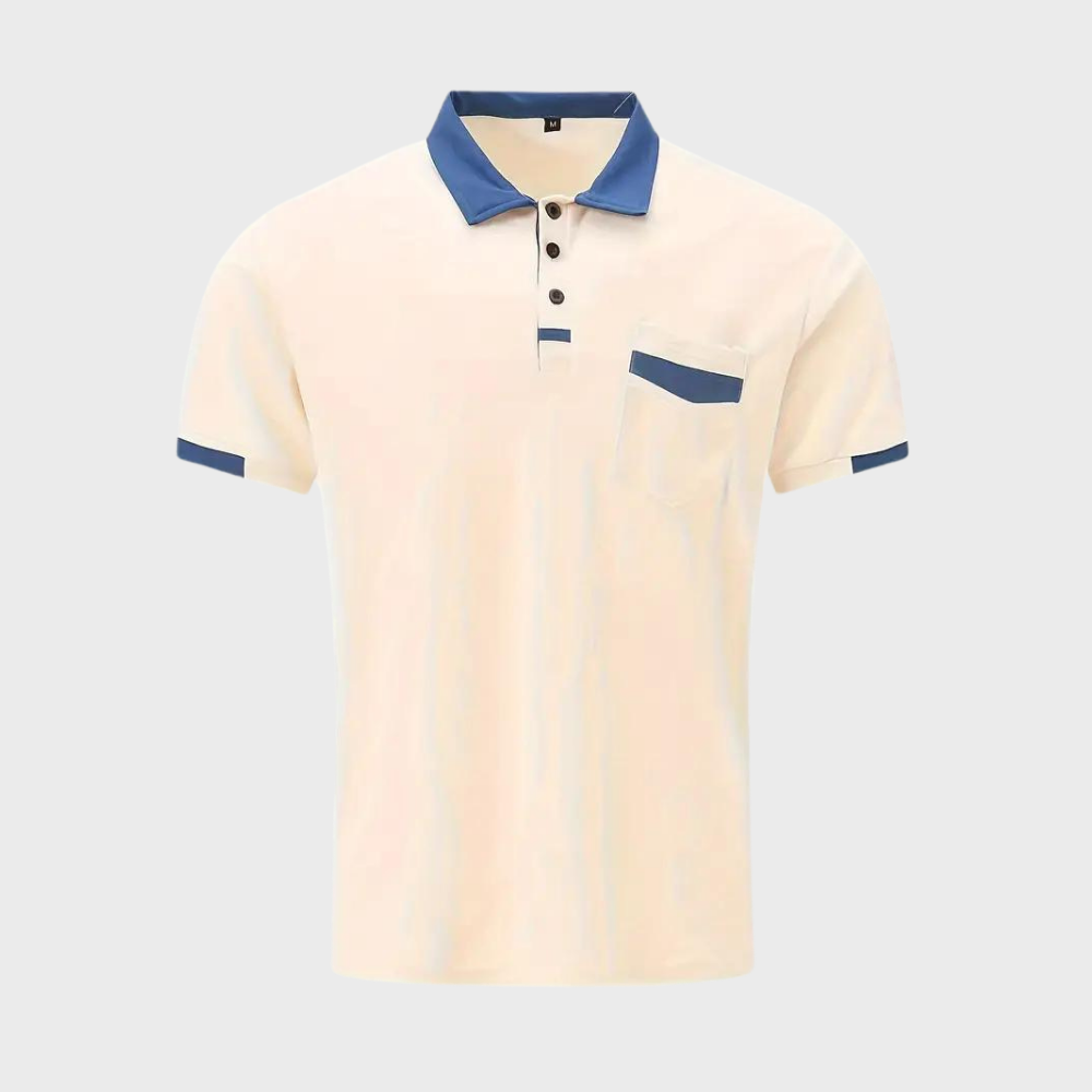 Men's Polo Top | Collared Short Sleeve Button Pocket