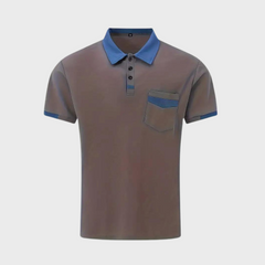Men's Polo Top | Collared Short Sleeve Button Pocket