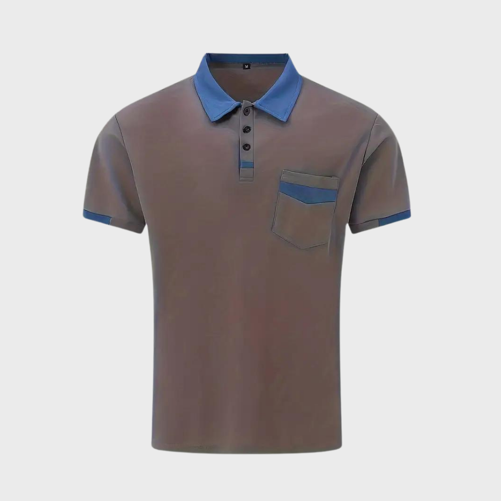 Men's Polo Top | Collared Short Sleeve Button Pocket
