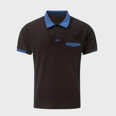 Men's Polo Top | Collared Short Sleeve Button Pocket