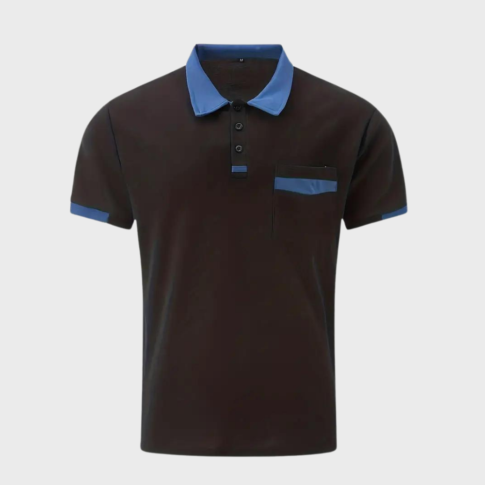 Men's Polo Top | Collared Short Sleeve Button Pocket