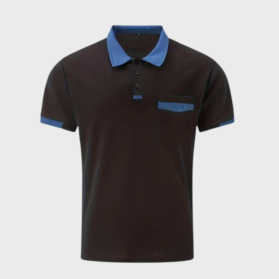 Men's Polo Top | Collared Short Sleeve Button Pocket