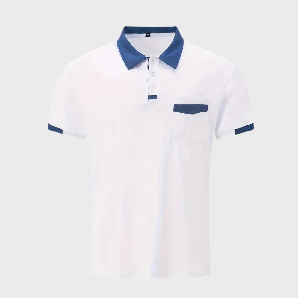 Men's Polo Top | Collared Short Sleeve Button Pocket