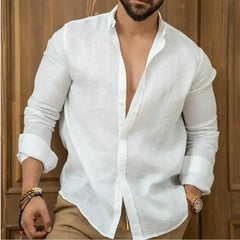 Men's Worker Shirt | Long Sleeve Button Down Collared Linen Blend