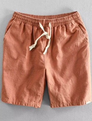 Men's Linen Shorts | Elastic Waist Drawstring Relaxed Fit