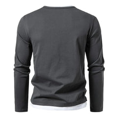 Men's T Shirt | Notch Neckline Long Sleeve Knit