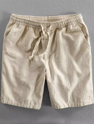 Men's Linen Shorts | Elastic Waist Drawstring Relaxed Fit