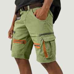 Men's Denim Shorts | Cargo Pockets Relaxed Fit Zip Closure