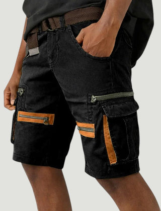 Men's Denim Shorts | Cargo Pockets Relaxed Fit Zip Closure