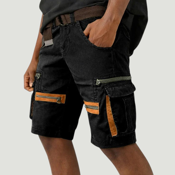 Men's Denim Shorts | Cargo Pockets Relaxed Fit Zip Closure