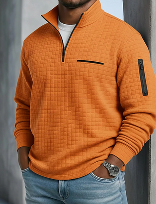 Men's Sweatshirt | Quarter-Zip Knit Waffle Textured
