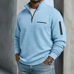 Men's Sweatshirt | Quarter-Zip Knit Waffle Textured