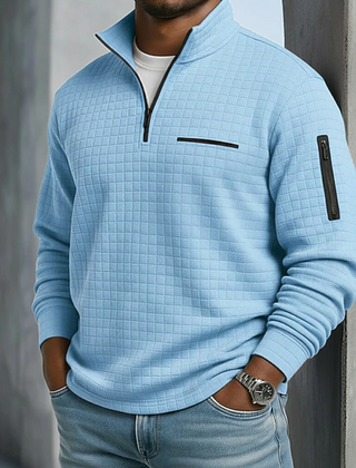 Men's Sweatshirt | Quarter-Zip Knit Waffle Textured