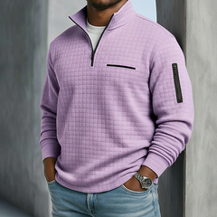 Men's Sweatshirt | Quarter-Zip Knit Waffle Textured