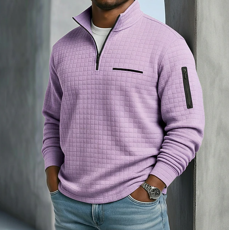 Men's Sweatshirt | Quarter-Zip Knit Waffle Textured