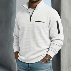 Men's Sweatshirt | Quarter-Zip Knit Waffle Textured