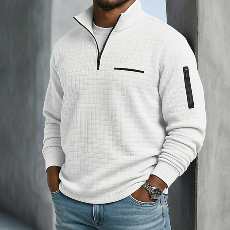 Men's Sweatshirt | Quarter-Zip Knit Waffle Textured