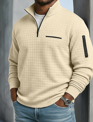 Men's Sweatshirt | Quarter-Zip Knit Waffle Textured