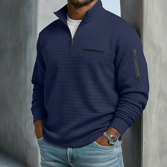 Men's Sweatshirt | Quarter-Zip Knit Waffle Textured