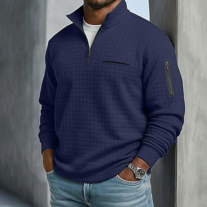 Men's Sweatshirt | Quarter-Zip Knit Waffle Textured