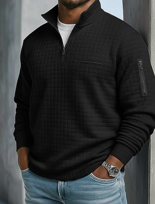Men's Sweatshirt | Quarter-Zip Knit Waffle Textured