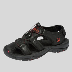 Men's Slide | Open Toe Buckle Velcro Leather