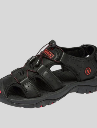 Men's Slide | Open Toe Buckle Velcro Leather