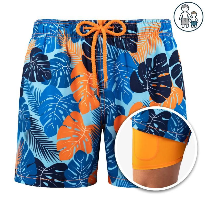 Men's Board Shorts | Tropical Print Drawstring Quick Dry