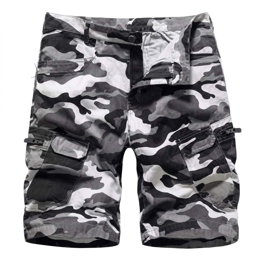 Men's Camo Cargo Shorts | Knee Length Multi Pocket Belted