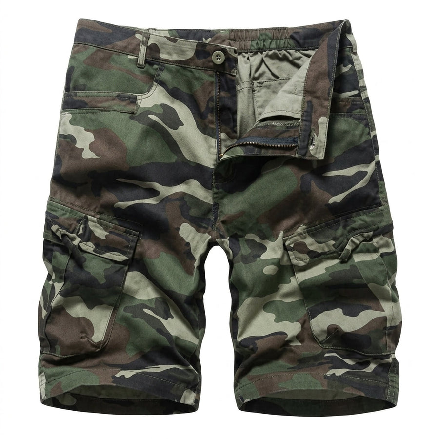 Men's Camo Cargo Shorts | Knee Length Multi Pocket Belted