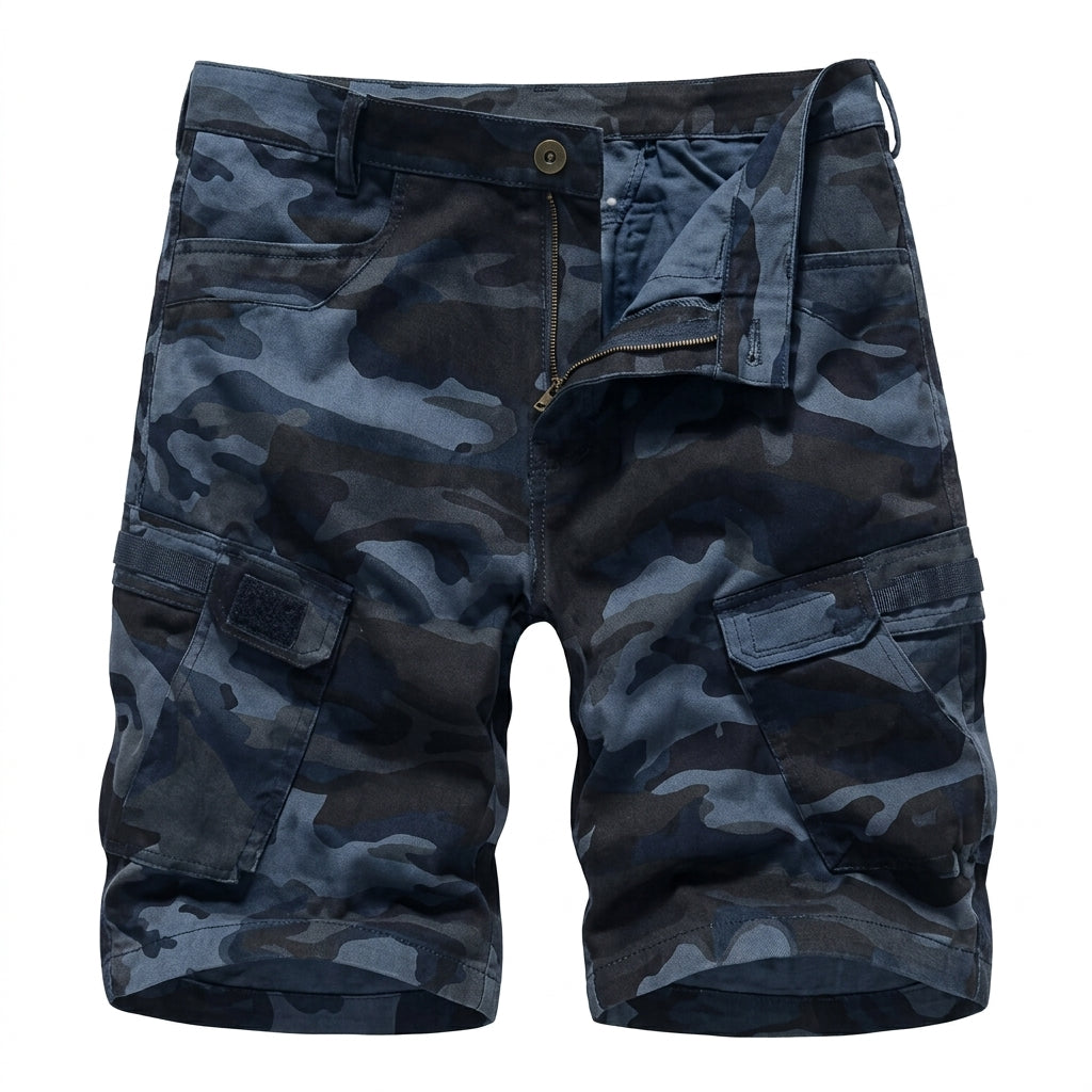 Men's Camo Cargo Shorts | Knee Length Multi Pocket Belted