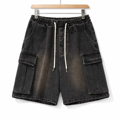Men's Denim Shorts | Cargo Pockets Relaxed Fit Knee-Length Denim