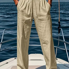 Men's Linen Slacks | Loose Fit Drawstring Full Length