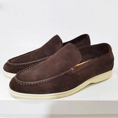 Men's Shoes Loafer | Suede Round Toe Slip-On Rubber Sole