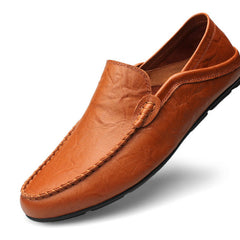 Men's Casual Penny Loafers | Perforated Leather Slip-On Moccasin