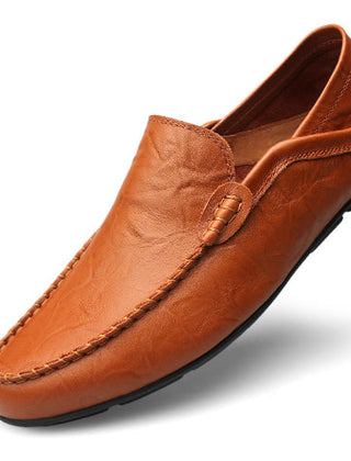 Men's Casual Penny Loafers | Perforated Leather Slip-On Moccasin