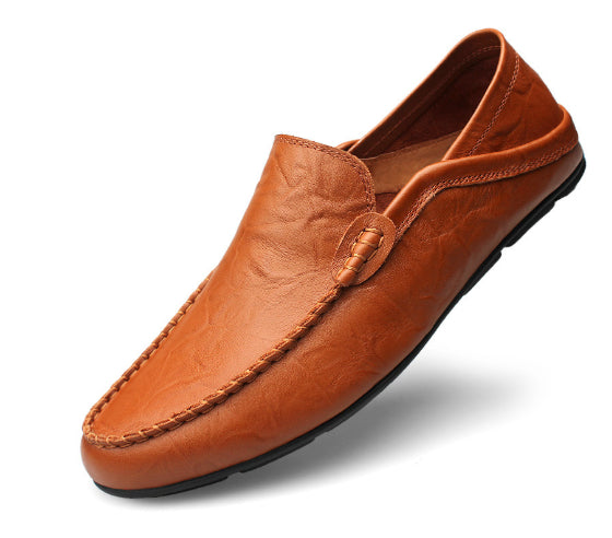Men's Casual Penny Loafers | Perforated Leather Slip-On Moccasin