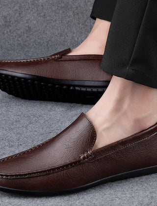 Men's Shoes Loafer | Slip-On Leather Round Toe Rubber Sole