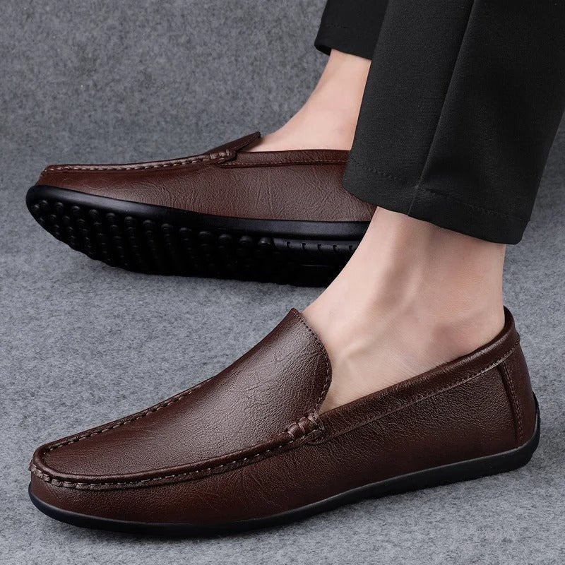 Men's Shoes Loafer | Slip-On Leather Round Toe Rubber Sole
