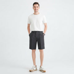 Men's Work Shorts | Pleated Straight-Leg Tailored Closure
