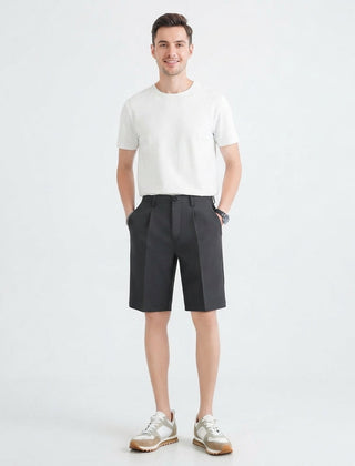 Men's Work Shorts | Pleated Straight-Leg Tailored Closure