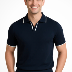 Men's Knitted Polo Shirt | Short Sleeve Collar Knit