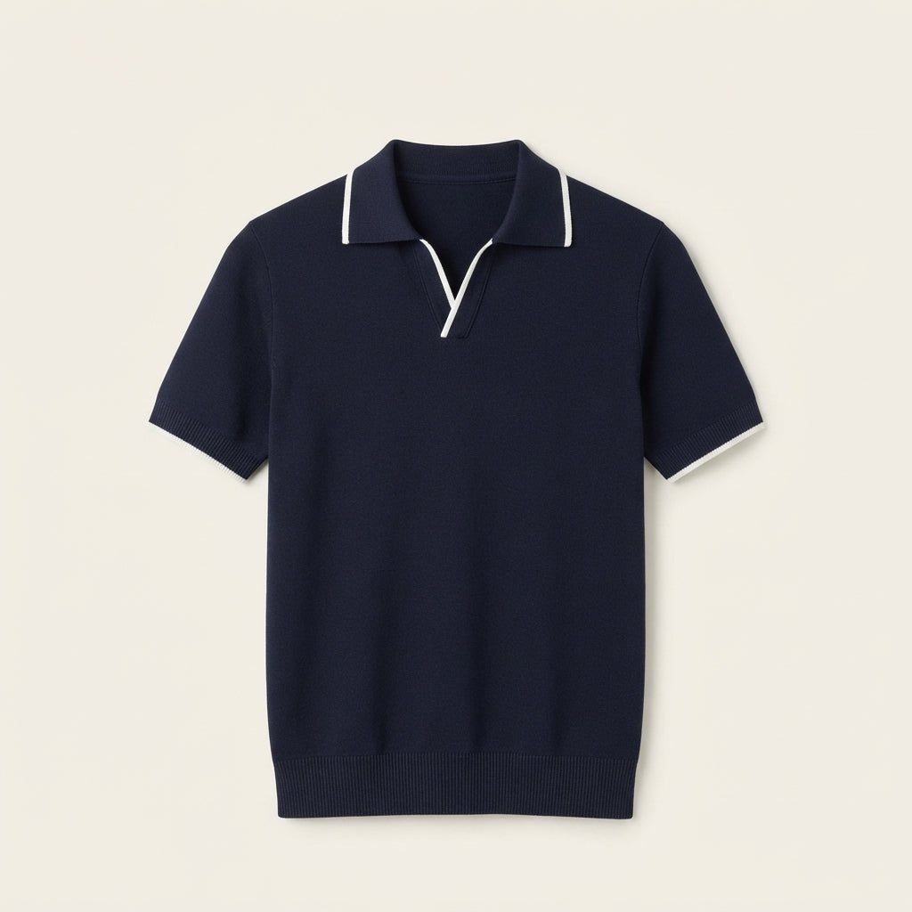 Men's Knitted Polo Shirt | Short Sleeve Collar Knit