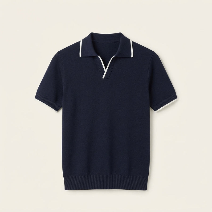 Men's Knitted Polo Shirt | Short Sleeve Collar Knit