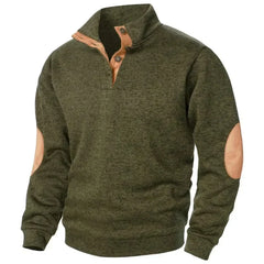 Men's Sweatshirt | V-Neck Knit Elbow Patch Relaxed Fit