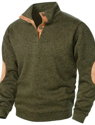 Men's Sweatshirt | V-Neck Knit Elbow Patch Relaxed Fit