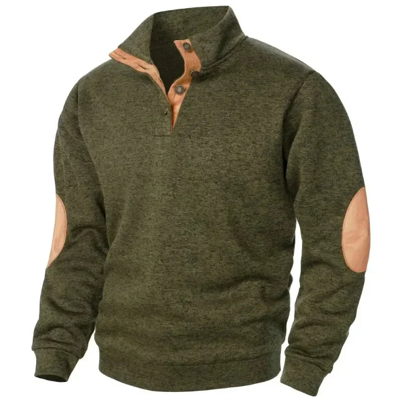 Men's Sweatshirt | V-Neck Knit Elbow Patch Relaxed Fit