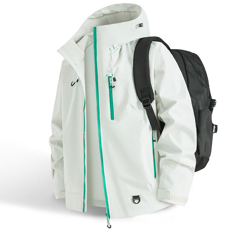 Men's Waterproof Jacket | Hooded Windbreaker Nylon Zip Pockets