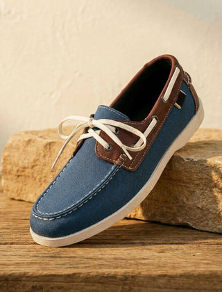 Men's Boat Shoe | Side Lace Stitched Toe Contrast Detail